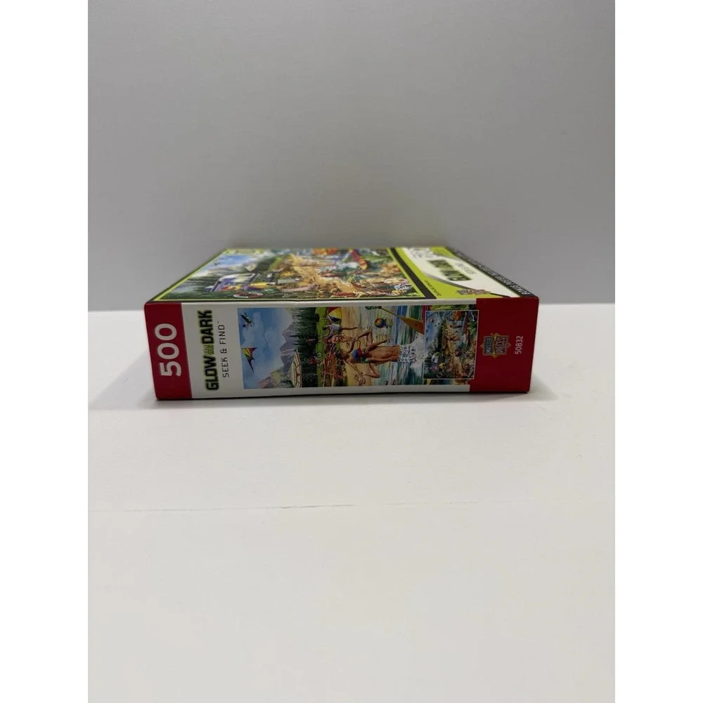 MasterPieces Glow In The Dark 500 Piece Puzzle Day at the Lake Seek & Find Bonus